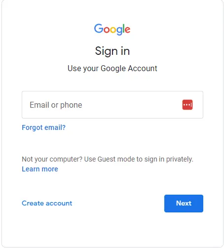 gmail log in into account