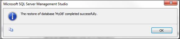 SQL database is restored successfully