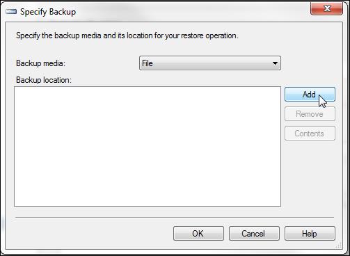 specify backup